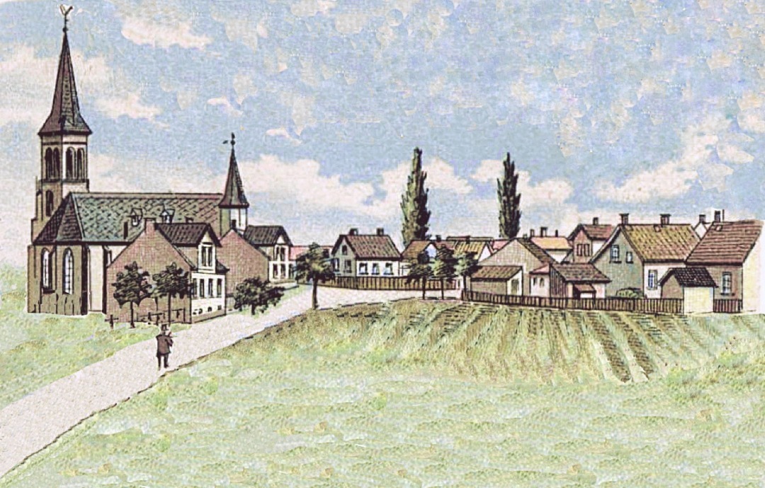 Zeichnung vom Marktplatz um 1900