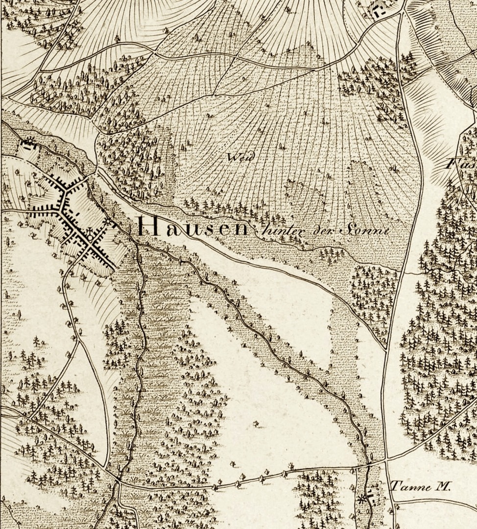 Hausen hinter der Sonne - Haas Militärkarte um 1800 Hausen hinter der Sonne - Haas Militärkarte um 1800