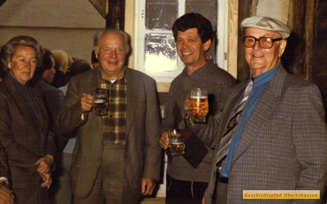 Richtfest 1986. Karl Mayer, Harald Tenschert und Altbürgermeister Robert Flügel