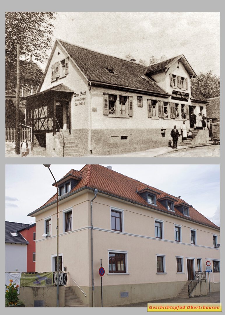 Vergleich Damals - Heute Alte Post Jakob Hindelang mit Wirtshaus, um 1900