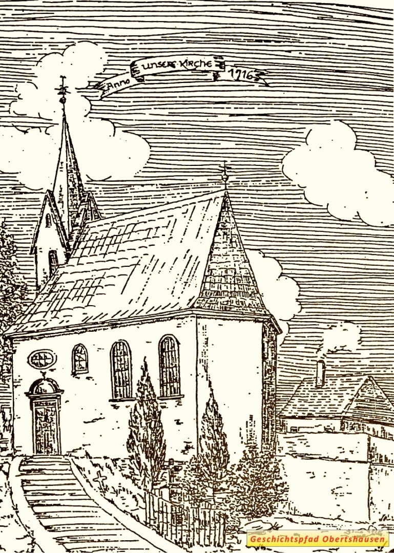 Alte St. Nikolaus-Kirche Obertshausen, Postkarte um 1910 für Kirchenneubau