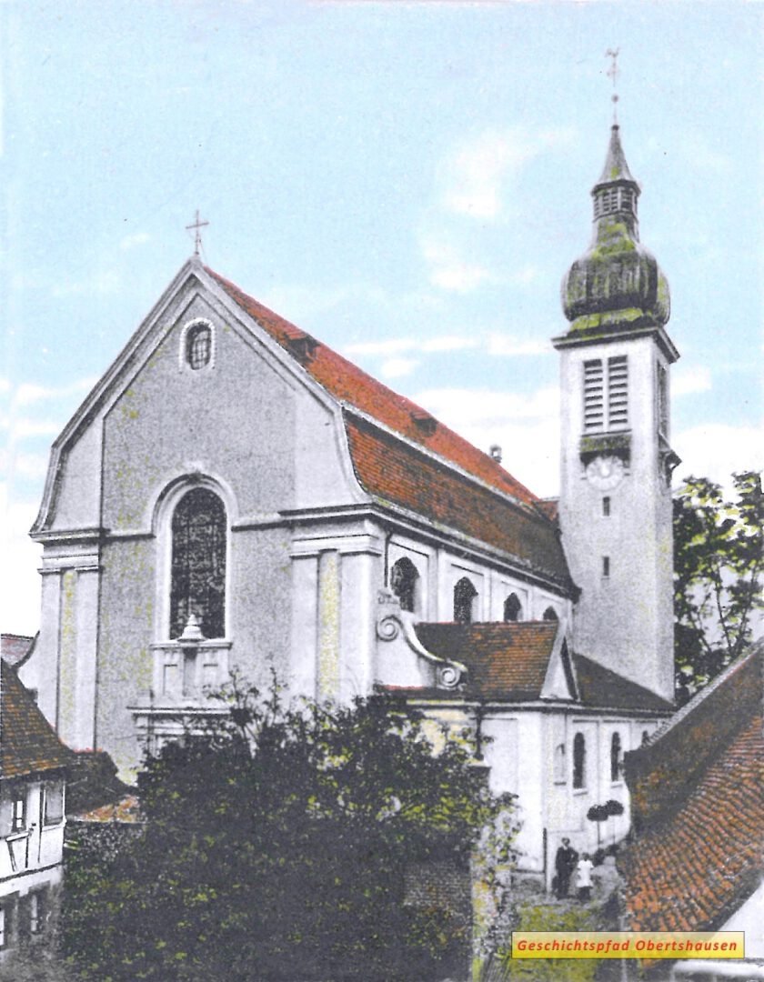 Herz-Jesu-Kirche um 1930, aus koloriertem Postkartenmotiv