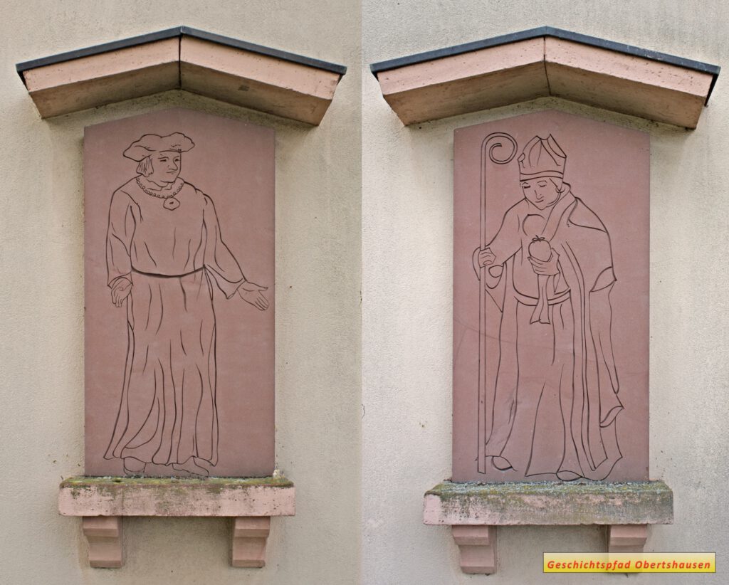 O16-07+08 Reliefs von St. Thomas Morus und St. Nikolaus. Sie sind einander zugewandt